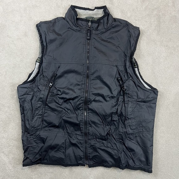 Gap XL Vintage Nylon Utility Vest Black Gorpcore Mesh Lined Full Zip Pocket — photo 2